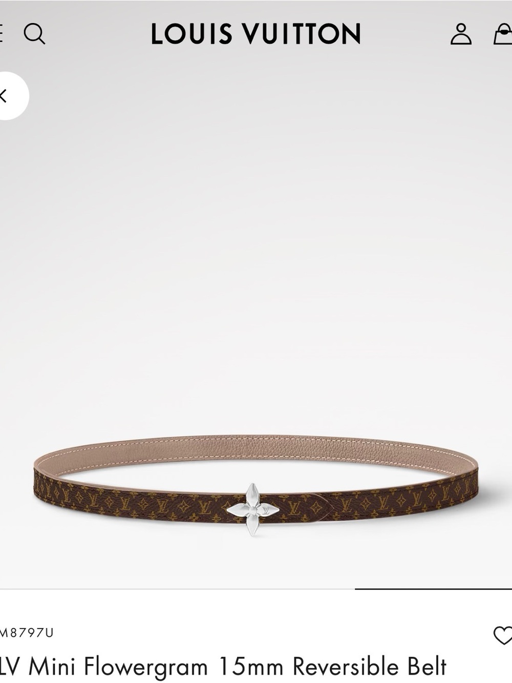 Louis Vuitton Reversible Mini Flowergram Belt in Brown and Beige
